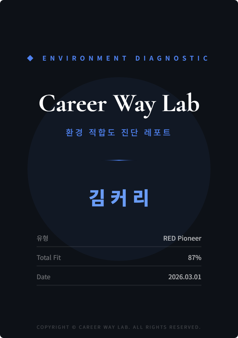 CareerWayLab ENVIRONMENT 리포트 목업